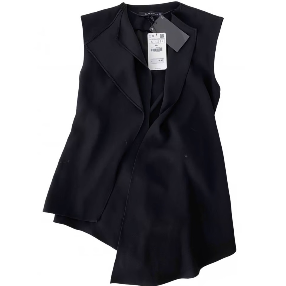 Zara Assymetrical Black Vest Size Medium